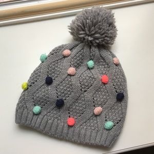 Target Gray Knit Rainbow Pom Pom Hat for Kids